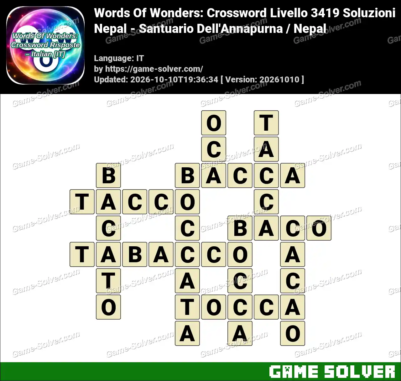 Words Of Wonders: Crossword Livello 3419 Soluzioni – Nepal – Santuario Dell’Annapurna / Nepal